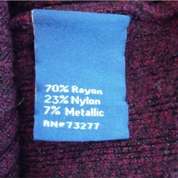 Apt. 9 Size XS Womens Sweater Maroon V-Neck Long Sleeve Ribbed Knit Hi-Lo - Picture 9 of 10